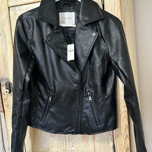Anthropologie Black Faux Leather Moto Jacket